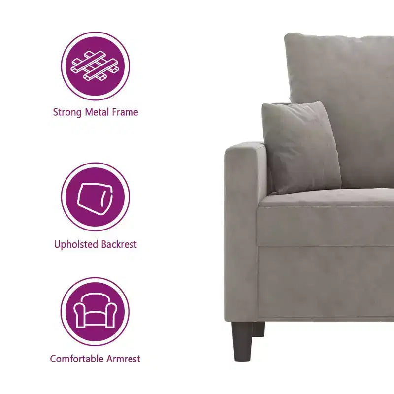 vidaXL Sofa Chair Living Room Accent Upholstered Chair with Armrest Velvet - Light Gray 23.6