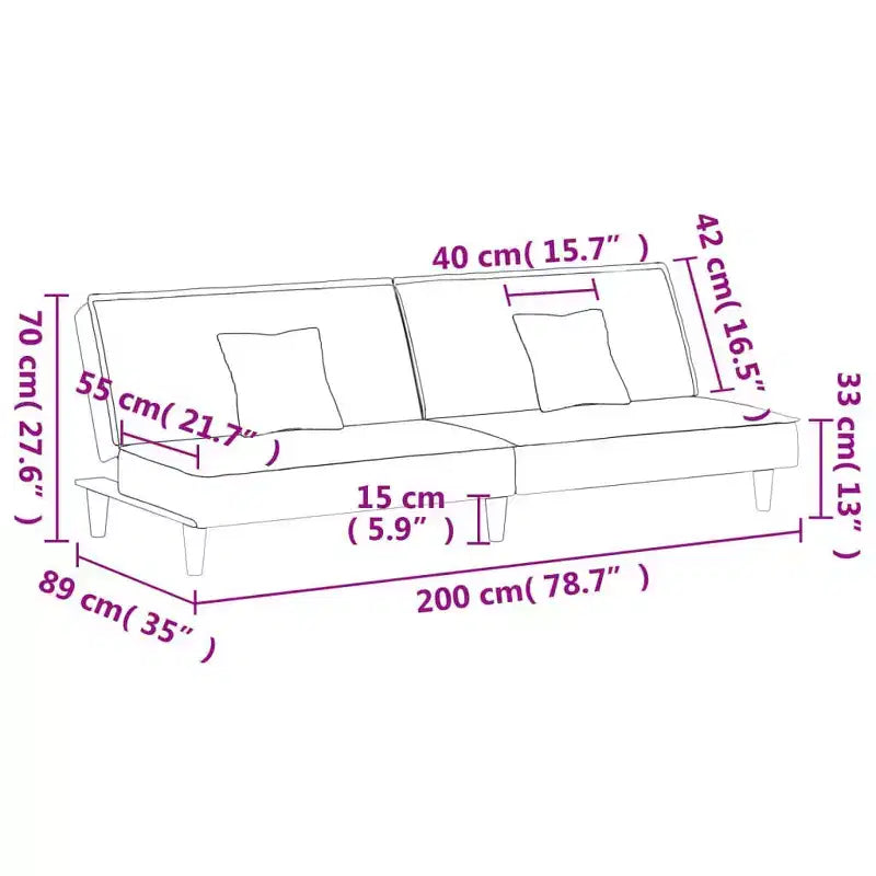 vidaXL Sofa Bed Light grey Fabric (100% polyester), plywood Medium