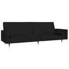 vidaXL 2-Seater Sofa Bed with Two Pillows Black Velvet - Black