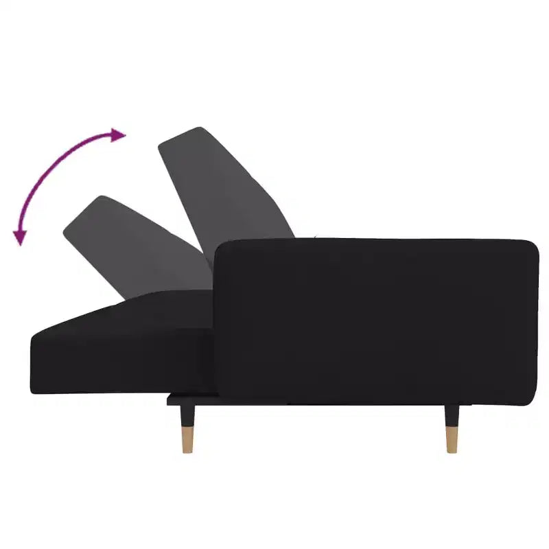 vidaXL 2-Seater Sofa Bed with Two Pillows Black Velvet - Black
