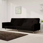 vidaXL 2-Seater Sofa Bed with Two Pillows Black Velvet - Black