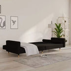 vidaXL 2-Seater Sofa Bed with Two Pillows Black Velvet - Black