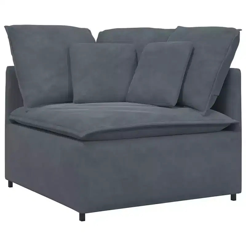 vidaXL Canapé modulable avec coussins - Velours gris foncé, 200x100 cm, Cadre en métal durable pour Salon/Chambre