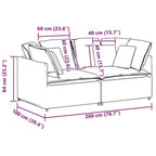 vidaXL Canapé modulable avec coussins - Velours gris foncé, 200x100 cm, Cadre en métal durable pour Salon/Chambre