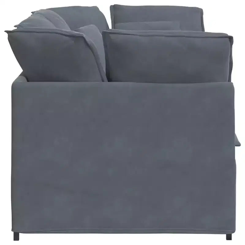 vidaXL Canapé modulable avec coussins - Velours gris foncé, 200x100 cm, Cadre en métal durable pour Salon/Chambre
