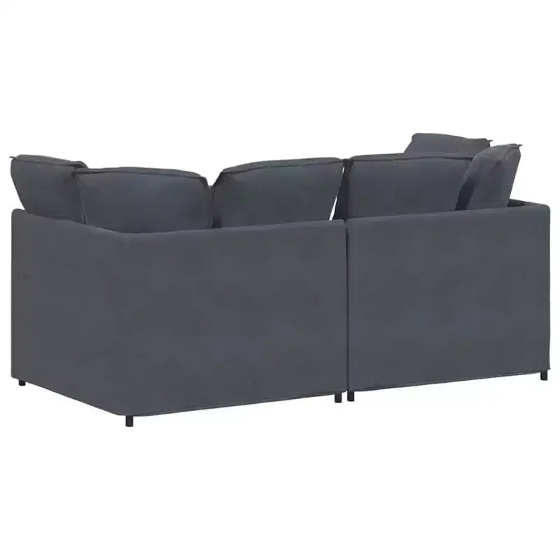 vidaXL Canapé modulable avec coussins - Velours gris foncé, 200x100 cm, Cadre en métal durable pour Salon/Chambre