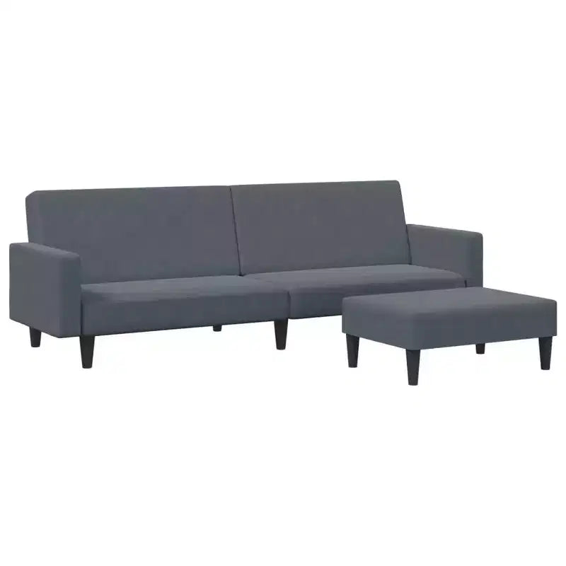 vidaXL Dark Gray Velvet 2-Seater Convertible Sofa Bed with Footstool - Soft Twin Sleeper, Adjustable Backrest, Sturdy Wooden Frame