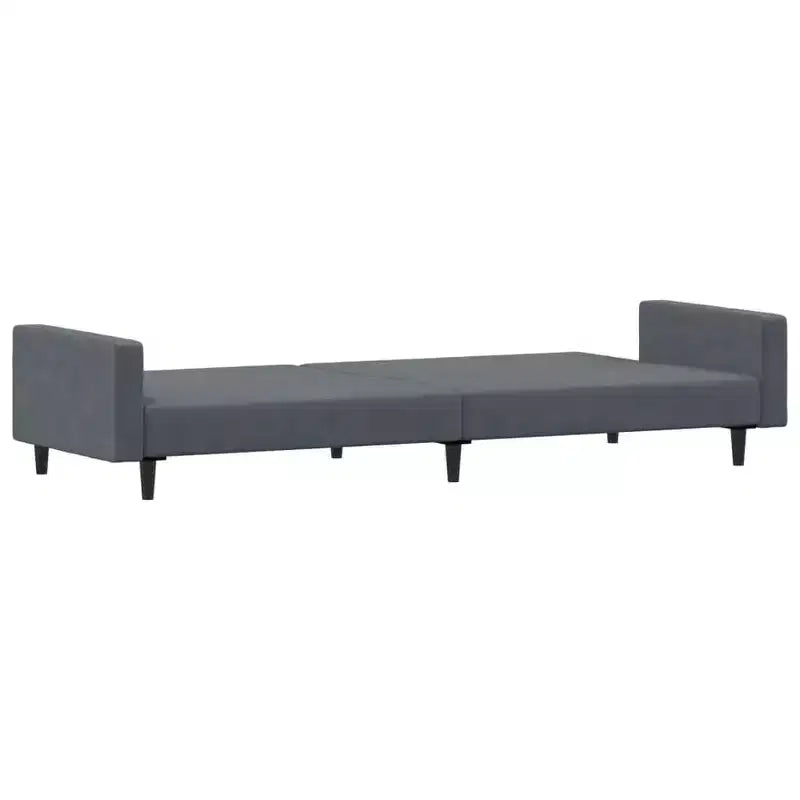 vidaXL Canapé-lit convertible 2 places en velours gris foncé avec pouf – Lit double souple, dossier réglable, cadre en bois robuste