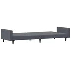 vidaXL Canapé-lit convertible 2 places en velours gris foncé avec pouf – Lit double souple, dossier réglable, cadre en bois robuste