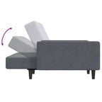 vidaXL Canapé-lit convertible 2 places en velours gris foncé avec pouf – Lit double souple, dossier réglable, cadre en bois robuste