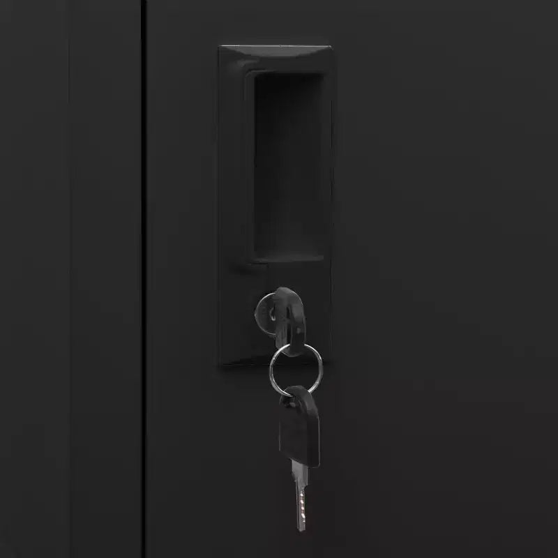 vidaXL Locker Cabinet Black Steel Medium Locker Cabinet Rectangular