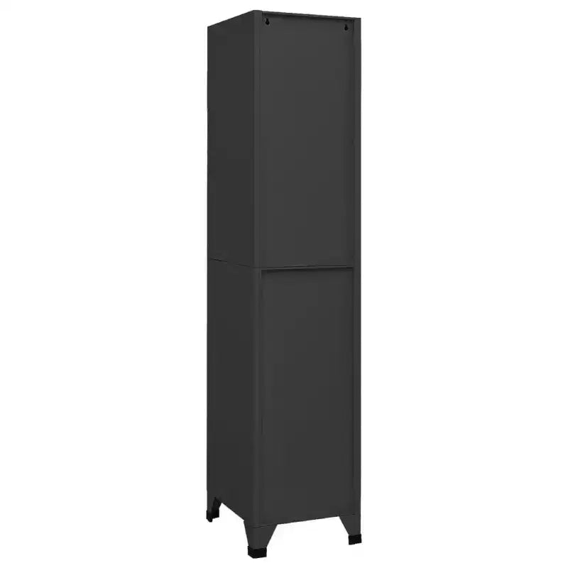 vidaXL Locker Cabinet | Steel | Anthracite | 15x17.7x70.9 | 4 Lockable Doors | Name Tag Holders | Office, School, Gym Storage Solution