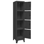 vidaXL Locker Cabinet | Steel | Anthracite | 15x17.7x70.9 | 4 Lockable Doors | Name Tag Holders | Office, School, Gym Storage Solution