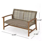 Christopher Knight Home Hampton Outdoor Acacia Wood and Wicker 6 Seater Chat Set with Ottomans