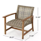 Christopher Knight Home Hampton Outdoor Acacia Wood and Wicker 6 Seater Chat Set with Ottomans