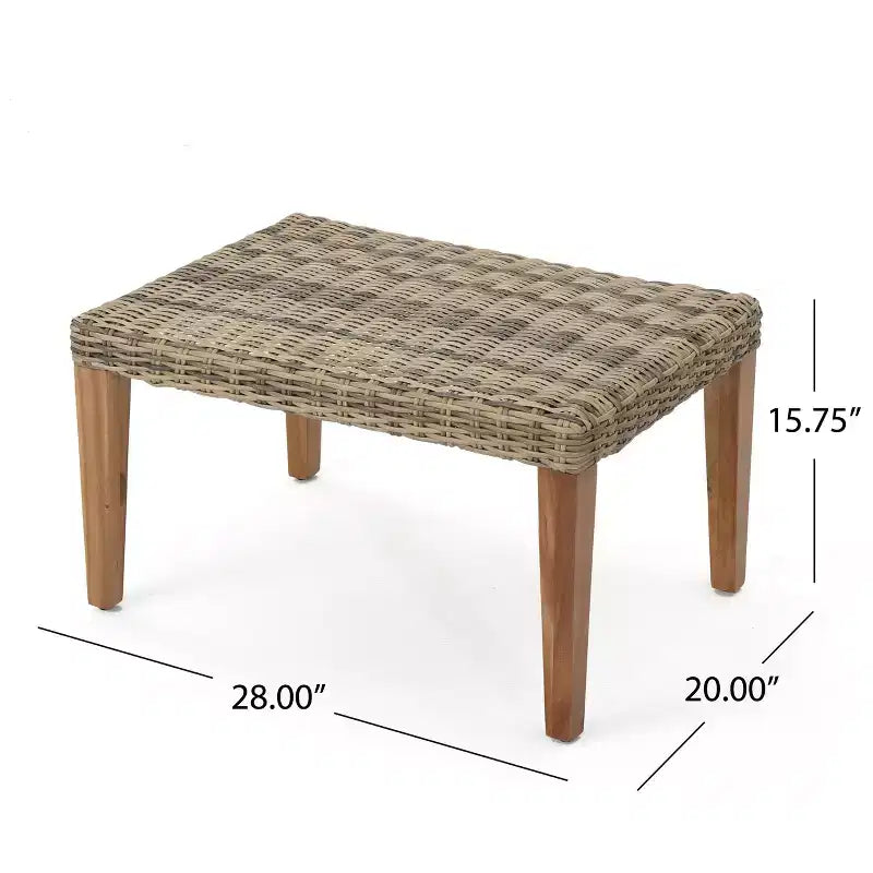 Christopher Knight Home Hampton Outdoor Acacia Wood and Wicker 6 Seater Chat Set with Ottomans