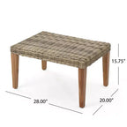 Christopher Knight Home Hampton Outdoor Acacia Wood and Wicker 6 Seater Chat Set with Ottomans