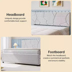Acekool Upholstered Trundle Bed - Twin/Full Platform Frame with Pull-Out & Headboard