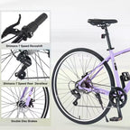 NAYSAYE Vélo VTT hybride 7 vitesses Cadre en aluminium Freins à double disque pour adultes et enfants, 64,57*25,19*37,79