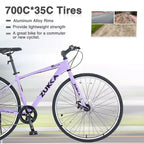NAYSAYE Vélo VTT hybride 7 vitesses Cadre en aluminium Freins à double disque pour adultes et enfants, 64,57*25,19*37,79