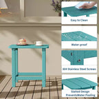 HDPE Adirondack Square Outdoor Side Table,Weather Resistant & Easy Assembly Patio End Tables,Durable Small Patio Table for Beach,Pool, Balcony, Porch