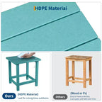 HDPE Adirondack Square Outdoor Side Table,Weather Resistant & Easy Assembly Patio End Tables,Durable Small Patio Table for Beach,Pool, Balcony, Porch