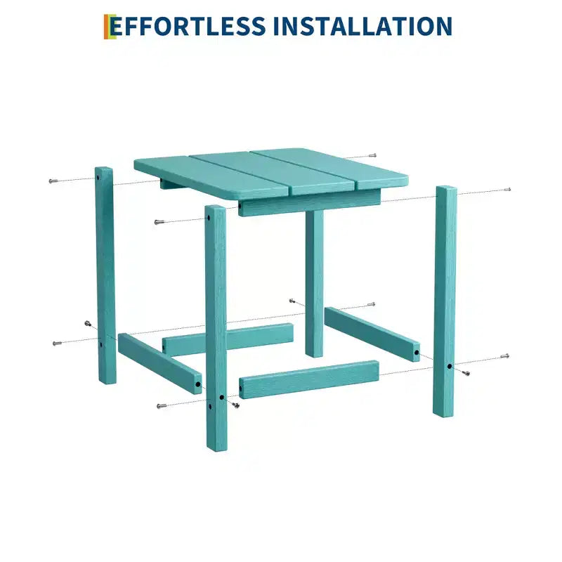 HDPE Adirondack Square Outdoor Side Table,Weather Resistant & Easy Assembly Patio End Tables,Durable Small Patio Table for Beach,Pool, Balcony, Porch