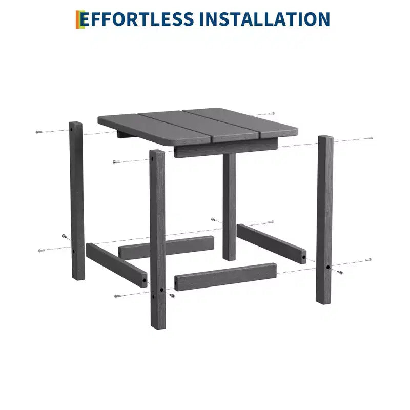 HDPE Adirondack Square Outdoor Side Table,Weather Resistant & Easy Assembly Patio End Tables,Durable Small Patio Table for Beach,Pool, Balcony, Porch