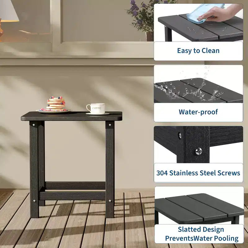 HDPE Adirondack Square Outdoor Side Table,Weather Resistant & Easy Assembly Patio End Tables,Durable Small Patio Table for Beach,Pool, Balcony, Porch