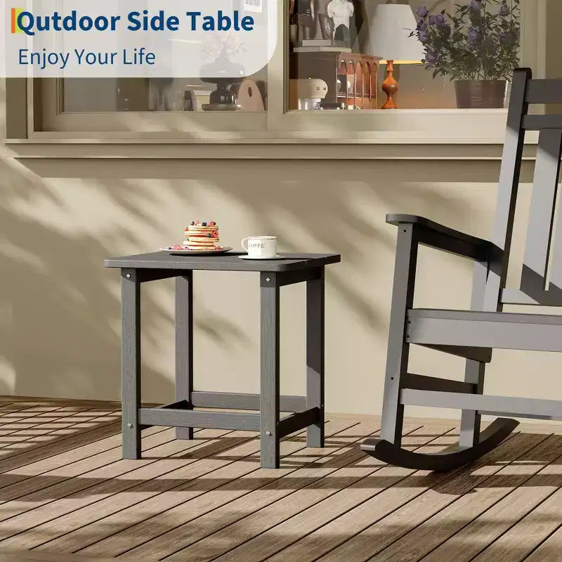 HDPE Adirondack Square Outdoor Side Table,Weather Resistant & Easy Assembly Patio End Tables,Durable Small Patio Table for Beach,Pool, Balcony, Porch