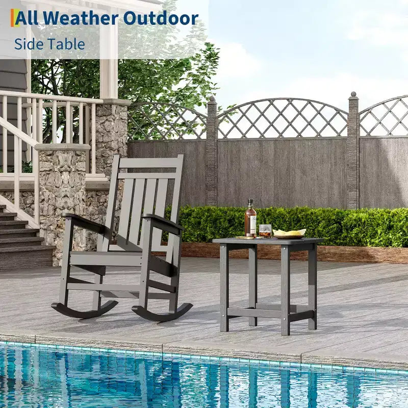 HDPE Adirondack Square Outdoor Side Table,Weather Resistant & Easy Assembly Patio End Tables,Durable Small Patio Table for Beach,Pool, Balcony, Porch