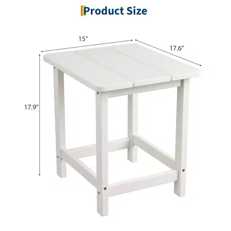 HDPE Adirondack Square Outdoor Side Table,Weather Resistant & Easy Assembly Patio End Tables,Durable Small Patio Table for Beach,Pool, Balcony, Porch