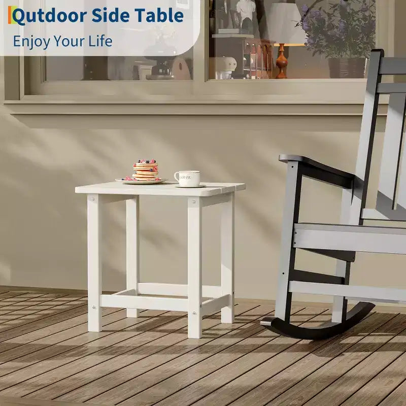 HDPE Adirondack Square Outdoor Side Table,Weather Resistant & Easy Assembly Patio End Tables,Durable Small Patio Table for Beach,Pool, Balcony, Porch