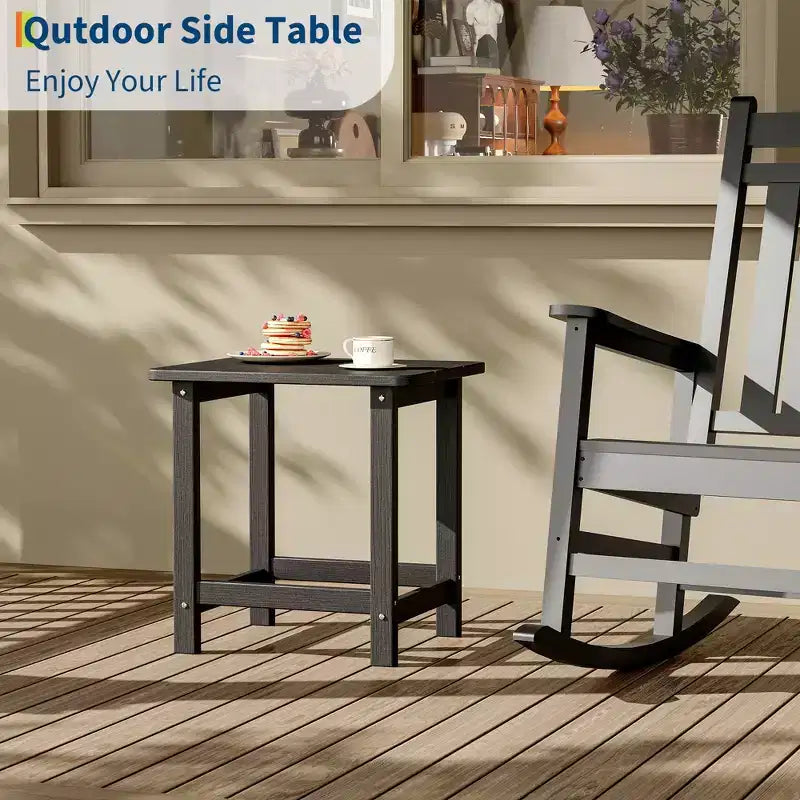 HDPE Adirondack Square Outdoor Side Table,Weather Resistant & Easy Assembly Patio End Tables,Durable Small Patio Table for Beach,Pool, Balcony, Porch