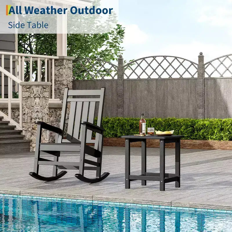 HDPE Adirondack Square Outdoor Side Table,Weather Resistant & Easy Assembly Patio End Tables,Durable Small Patio Table for Beach,Pool, Balcony, Porch