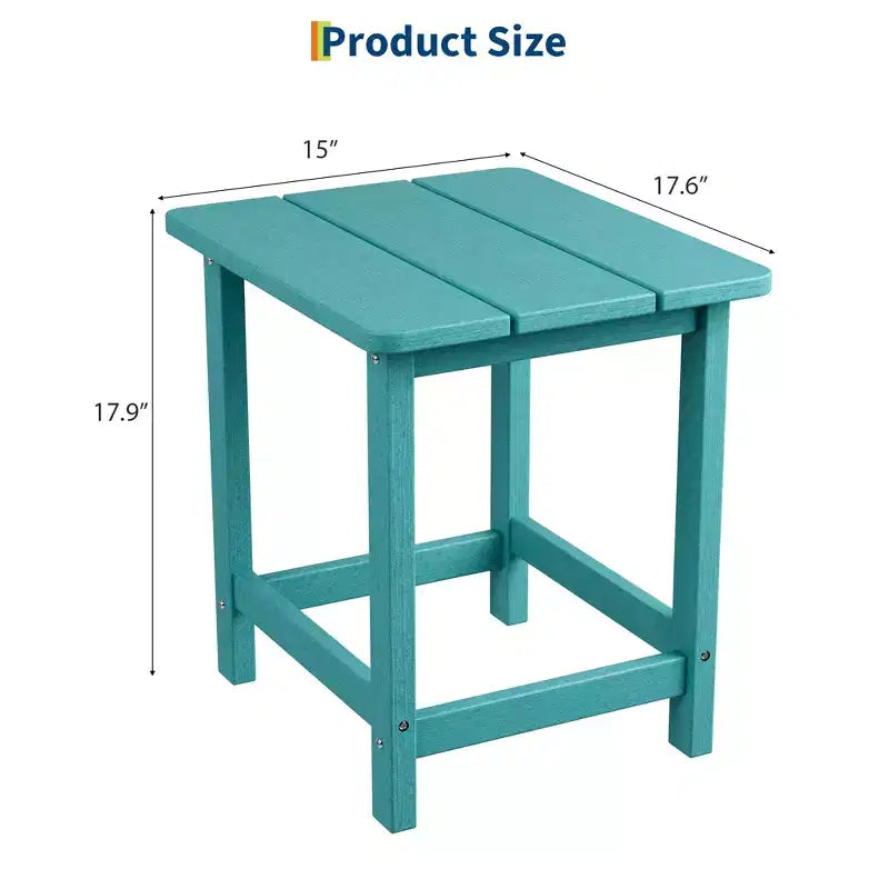 HDPE Adirondack Square Outdoor Side Table,Weather Resistant & Easy Assembly Patio End Tables,Durable Small Patio Table for Beach,Pool, Balcony, Porch