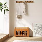 ELECWISH 40.2 Extra Wide Shoe Bench with Storage - 3-Door Design, Boot Storage & Hidden Compartment, Brown Bamboo