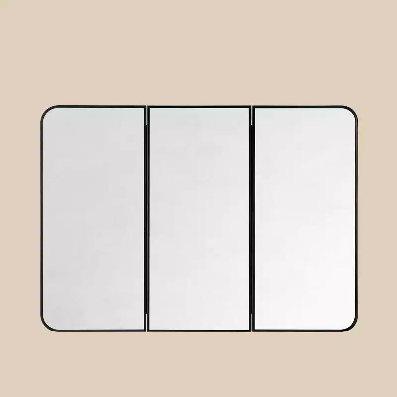 TEHOME Triple Door Bathroom Medicine Cabinet with Mirror, Black Metal Frame, Soft Close, Adjustable Glass Shelves, Surface & Recessed Mounted