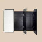 TEHOME Triple Door Bathroom Medicine Cabinet with Mirror, Black Metal Frame, Soft Close, Adjustable Glass Shelves, Surface & Recessed Mounted