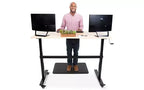 Stand Steady Tranzendesk | Bureau Debout de 55 Pouces | Poste de Travail Ergonomique Réglable en Hauteur par Manivelle | Prend en Charge 3 Écrans (Érable)