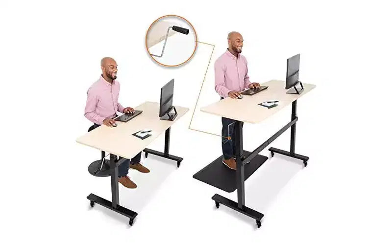Stand Steady Tranzendesk | Bureau Debout de 55 Pouces | Poste de Travail Ergonomique Réglable en Hauteur par Manivelle | Prend en Charge 3 Écrans (Érable)