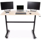 Stand Steady Tranzendesk | Bureau Debout de 55 Pouces | Poste de Travail Ergonomique Réglable en Hauteur par Manivelle | Prend en Charge 3 Écrans (Érable)