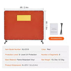 Écran de soudage VEVOR avec cadre, écrans de soudage de 1,8 x 2,4 m, écran de protection de soudage en vinyle ignifuge avec 4 roues pivotantes, rouge
