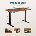 Ergonomic Height Adjustable Electric Standing Desk with T-Shaped Metal Frame and Memory Presets Modern Computer Workstation39.30x 23.60x45.40-Brown