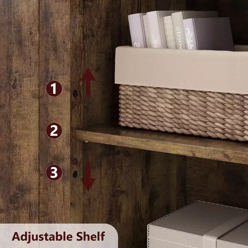Meuble de salle de bain de 137 cm de haut, armoire de rangement style ferme avec portes vitrées et étagères réglables, armoires de cuisine autonomes, buffet pour chambre