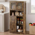 54in Tall Bathroom Cabinet, Farmhouse Storage Cabinet with Glass Doors and Adjustable Shelves, Freestanding Kitchen Pantry Cabinets, Cupboard for Room