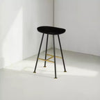 Royal Hampton 24 Backless Counter Stool with Mango Wood Saddle Seat | Black Iron Legs | Gold Footrest