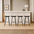 Royal Hampton 24 Backless Counter Stool with Mango Wood Saddle Seat | Black Iron Legs | Gold Footrest