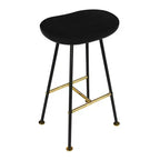 Royal Hampton 24 Backless Counter Stool with Mango Wood Saddle Seat | Black Iron Legs | Gold Footrest