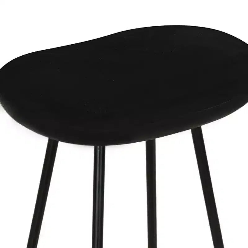Royal Hampton 24 Backless Counter Stool with Mango Wood Saddle Seat | Black Iron Legs | Gold Footrest